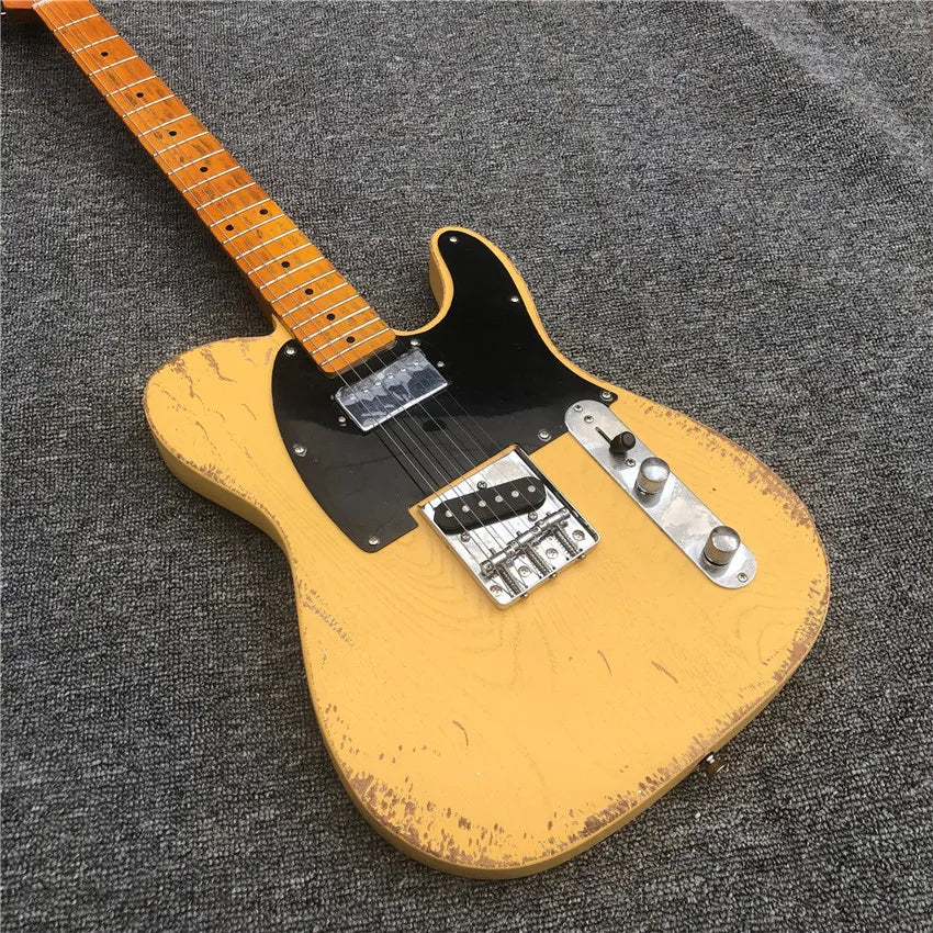 In stock, ash yellow used electric guitar, real