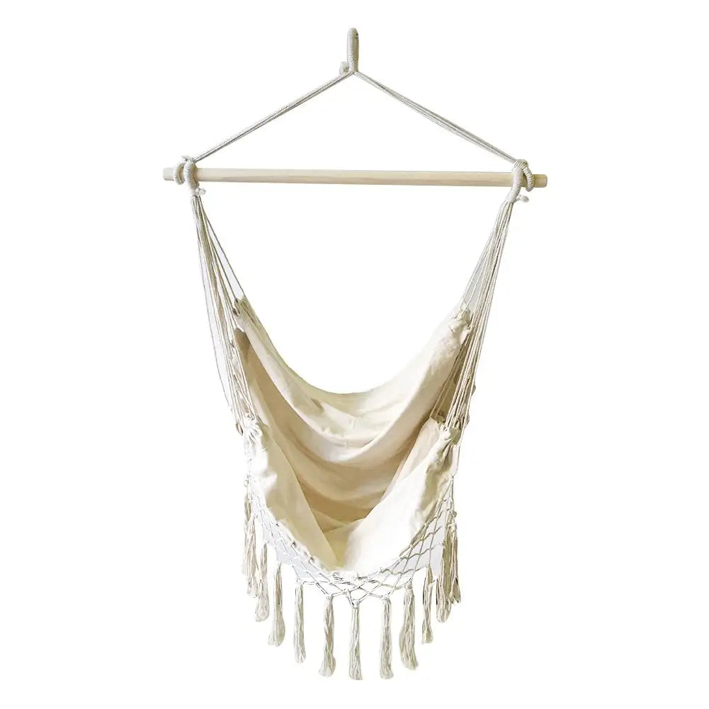 Indoor Outdoor Tassels Hammock Garden Patio White Cotton