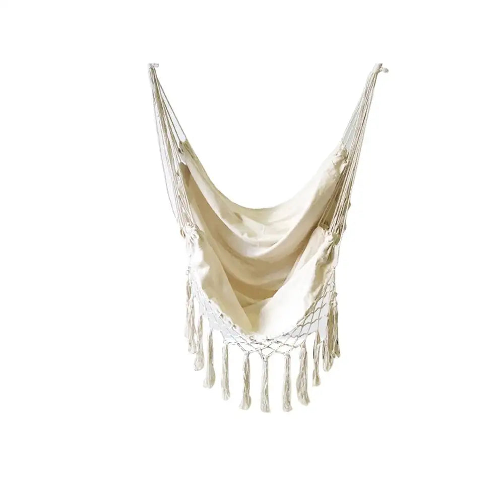 Indoor Outdoor Tassels Hammock Garden Patio White Cotton