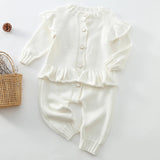 Infant Baby Girls Knitting Solid Color Jumpsuit One