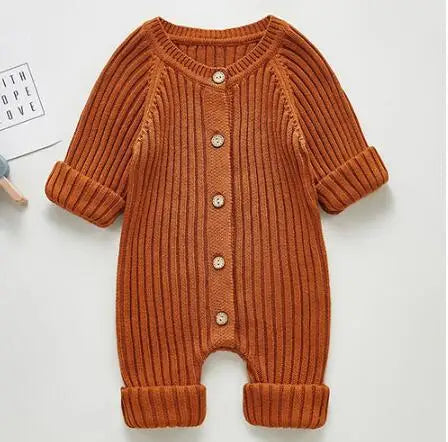 Infant Baby Girls Knitting Solid Color Jumpsuit One