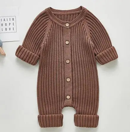 Infant Baby Girls Knitting Solid Color Jumpsuit One