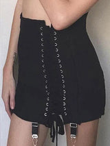 InsDoit Gothic Y2K Vintage Mini Skirt Women Punk