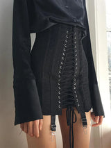 InsDoit Gothic Y2K Vintage Mini Skirt Women Punk
