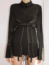 InsDoit Gothic Y2K Vintage Mini Skirt Women Punk