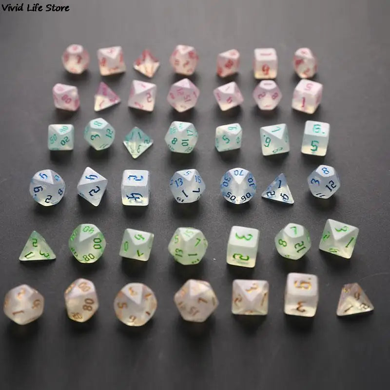 Iridescent Glitter Polyhedral Dice Set D4 D6 D8