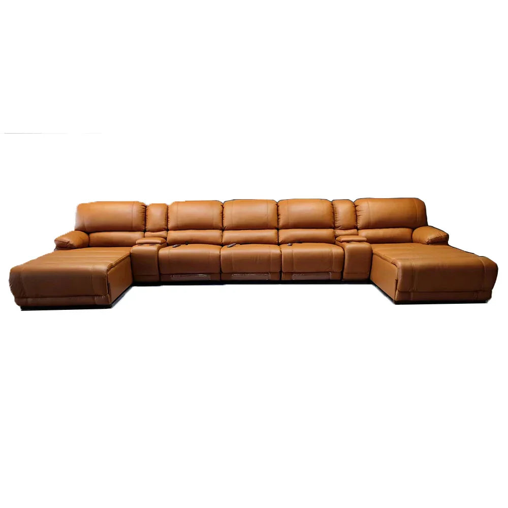 Italian Genuine Leather Electric Reclining Sofa Power Functional