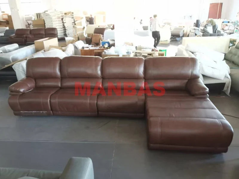 Italian Genuine Leather Electric Reclining Sofa Power Functional