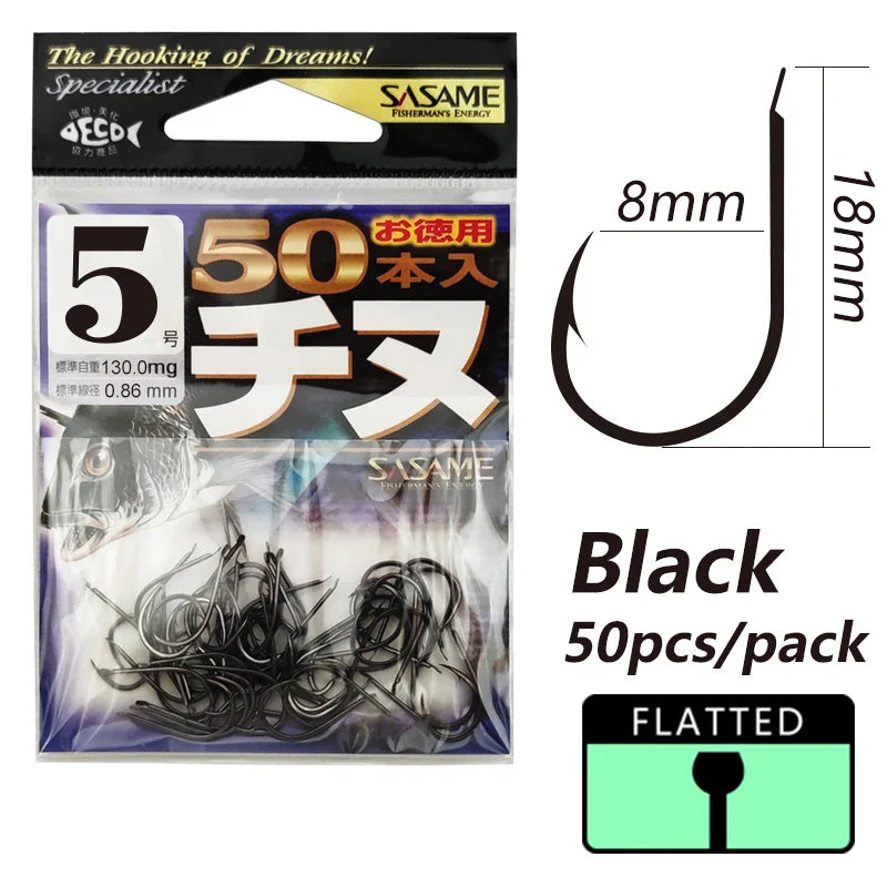 Japan SASAME 50pcs CHINU Hook Barded Fishing Hooks