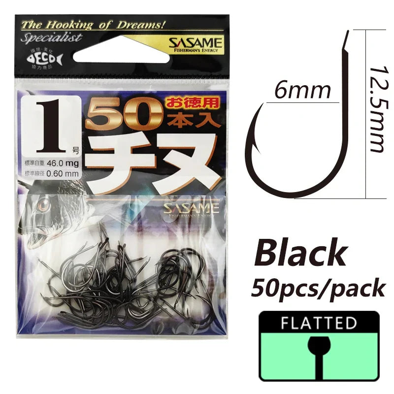 Japan SASAME 50pcs CHINU Hook Barded Fishing Hooks