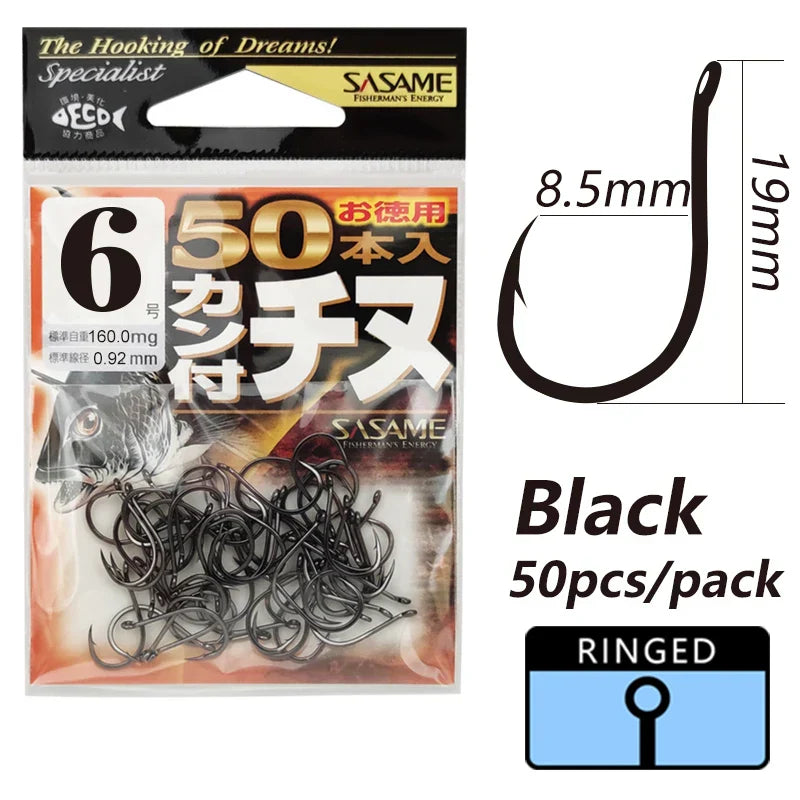 Japan SASAME 50pcs CHINU Hook Barded Fishing Hooks