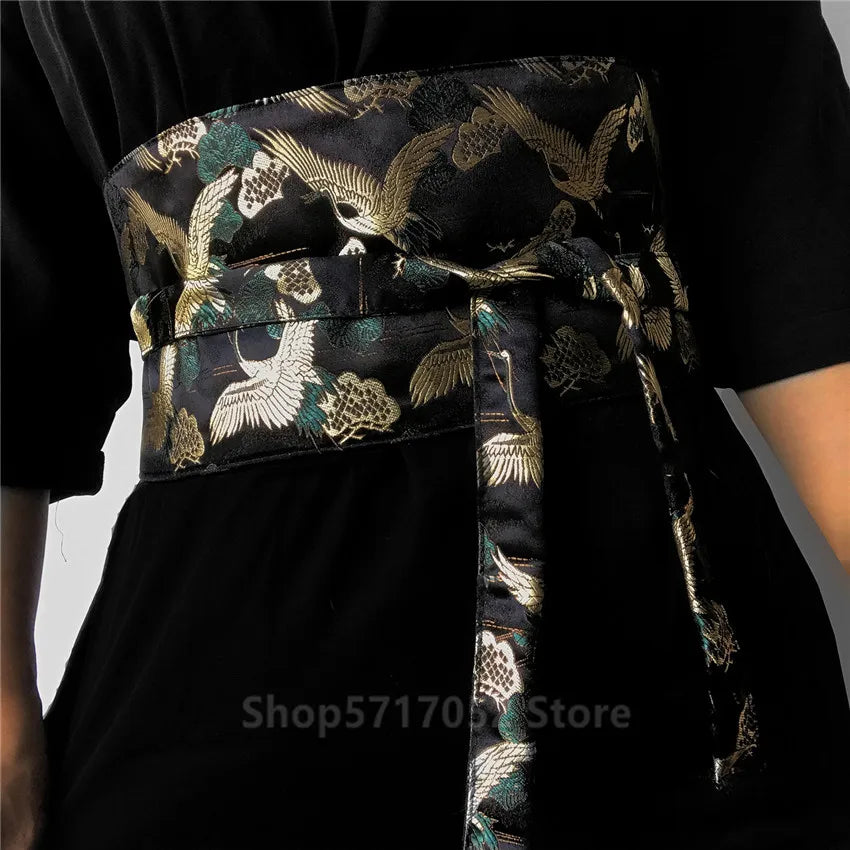 Japanese Embroidery Vintage Style Woman Kimono Belt Elastic
