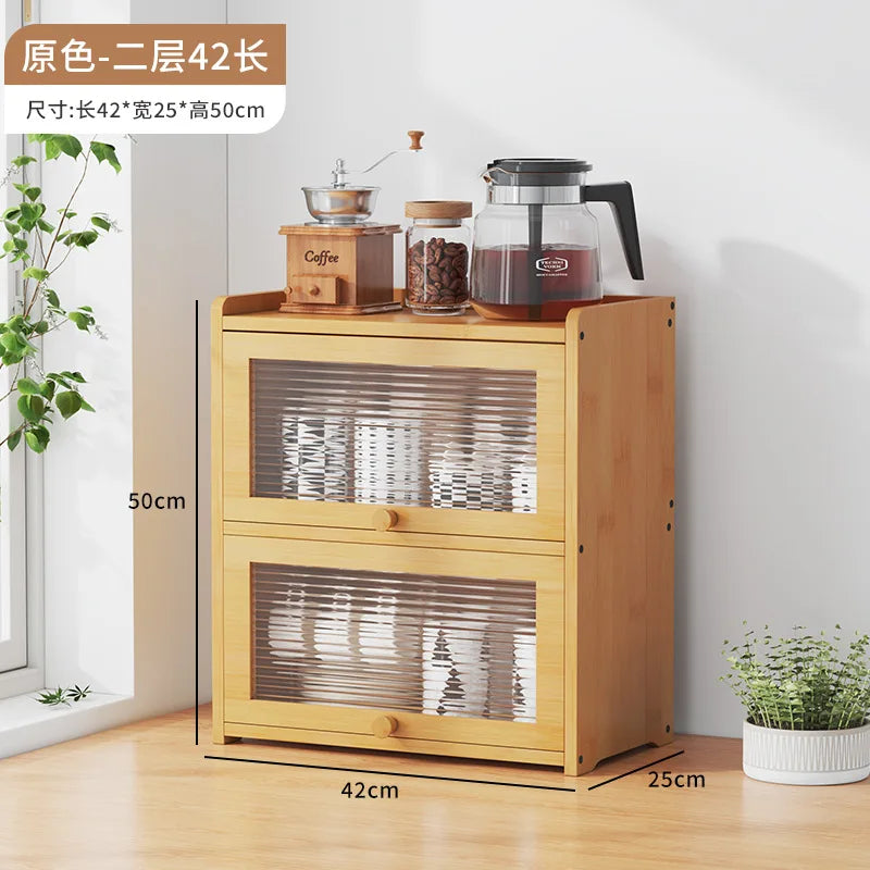 Japanese Simple Meal Side Cabinet Natural Bamboo Kitchen