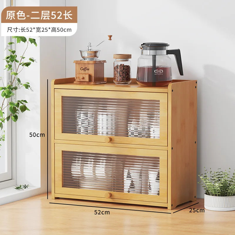 Japanese Simple Meal Side Cabinet Natural Bamboo Kitchen