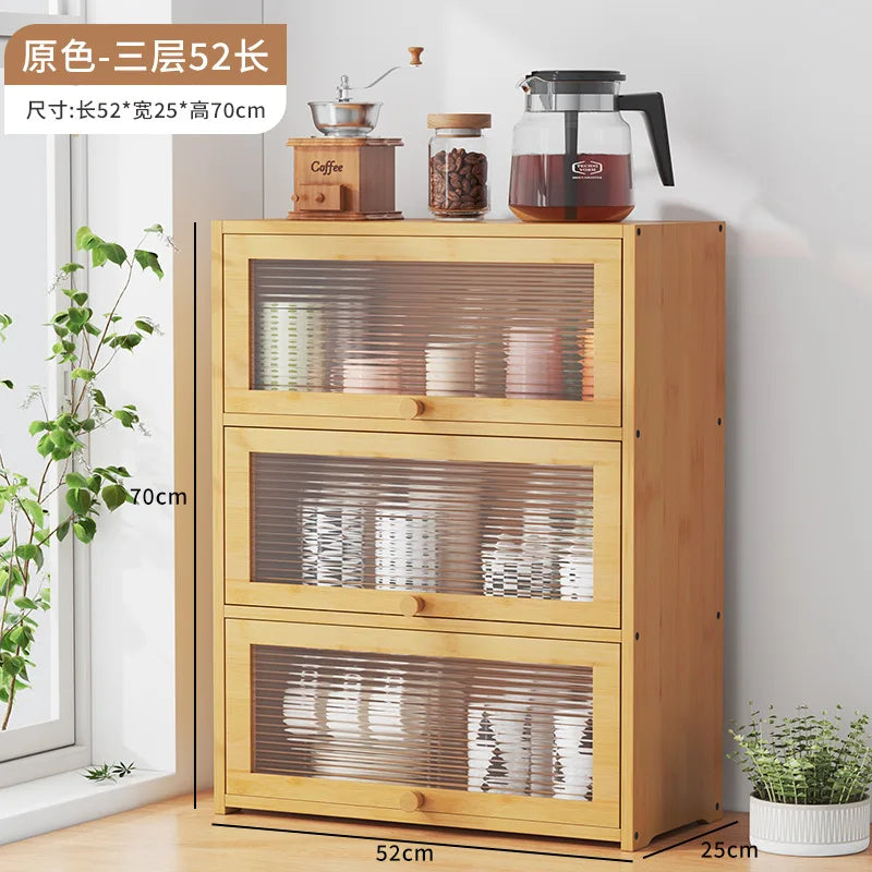 Japanese Simple Meal Side Cabinet Natural Bamboo Kitchen