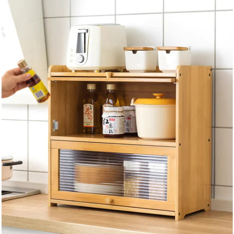 Japanese Simple Meal Side Cabinet Natural Bamboo Kitchen