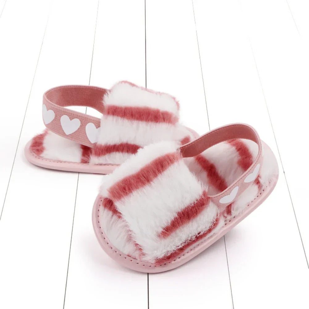 Jlong Autumn Plush Slide Sandal Baby Girls Heart