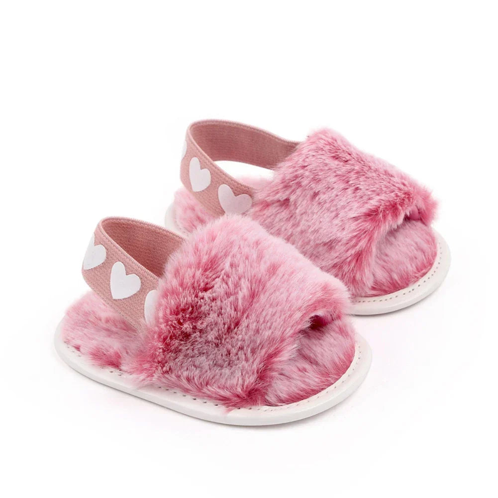 Jlong Autumn Plush Slide Sandal Baby Girls Heart