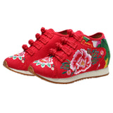 KNCOKAR New Women's Flower Embroidered Flat Shoes Chinese Style Casual And Comfortable Denim Fabric Sneakers Wedge x1179