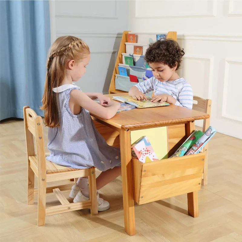 KRAND Kids Solid Wood Table and 2 Chair