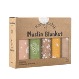 Kangobaby 5 Pieces Pack Multi-Functional Bamboo Cotton Muslin