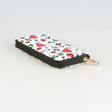 Kawaii Christmas Hat And Leopard Pattern Wallet, Clutch Zipper Around Coin Purse, Classic Christmas Gift Purse