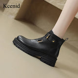 Kcenid Women`s Boots Round Toe Belt Buckle Fashion