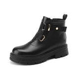 Kcenid Women`s Boots Round Toe Belt Buckle Fashion