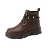 Kcenid Women`s Boots Round Toe Belt Buckle Fashion