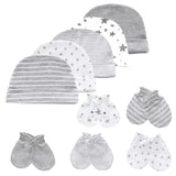 Kiddiezoom 10Pcs/lot Newborn Cap+Gloves Set Baby Boy Clothes