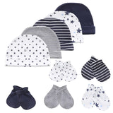 Kiddiezoom 10Pcs/lot Newborn Cap+Gloves Set Baby Boy Clothes