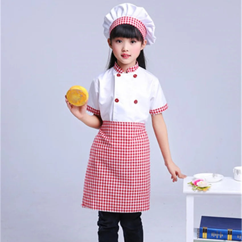 Kids Chef Jackets Kitchen Roleplay Uniform Cook Hat