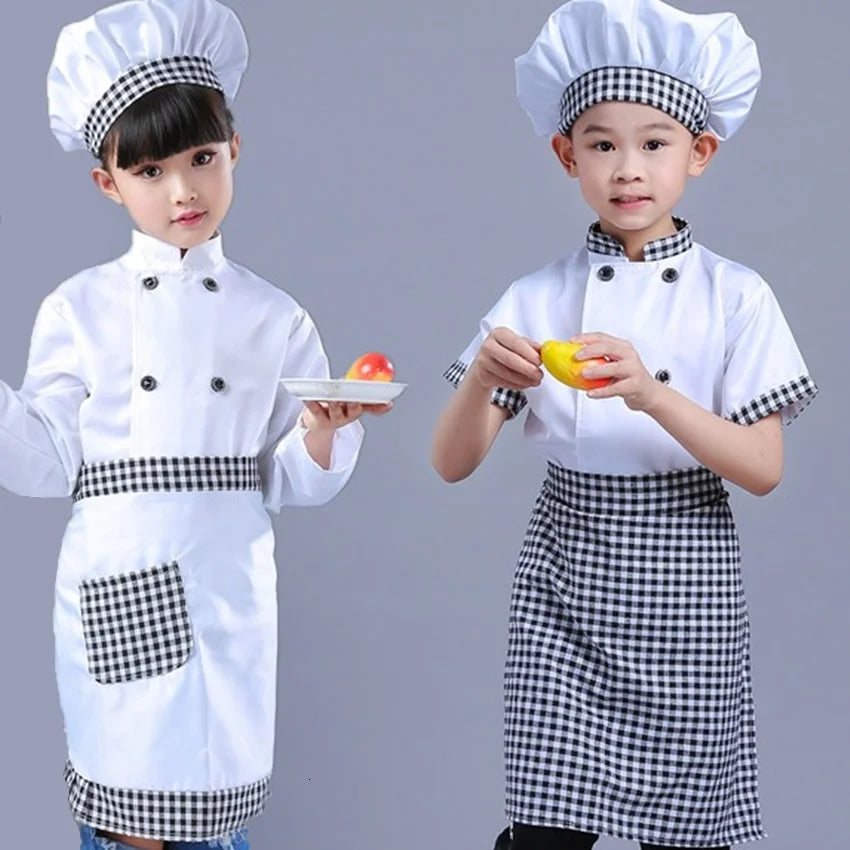 Kids Chef Jackets Kitchen Roleplay Uniform Cook Hat