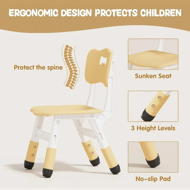 Kids Table and 6 Chairs Set, Graffiti Desktop,