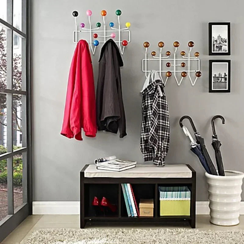 Kindergarten iron clothes rack with solid wood ball