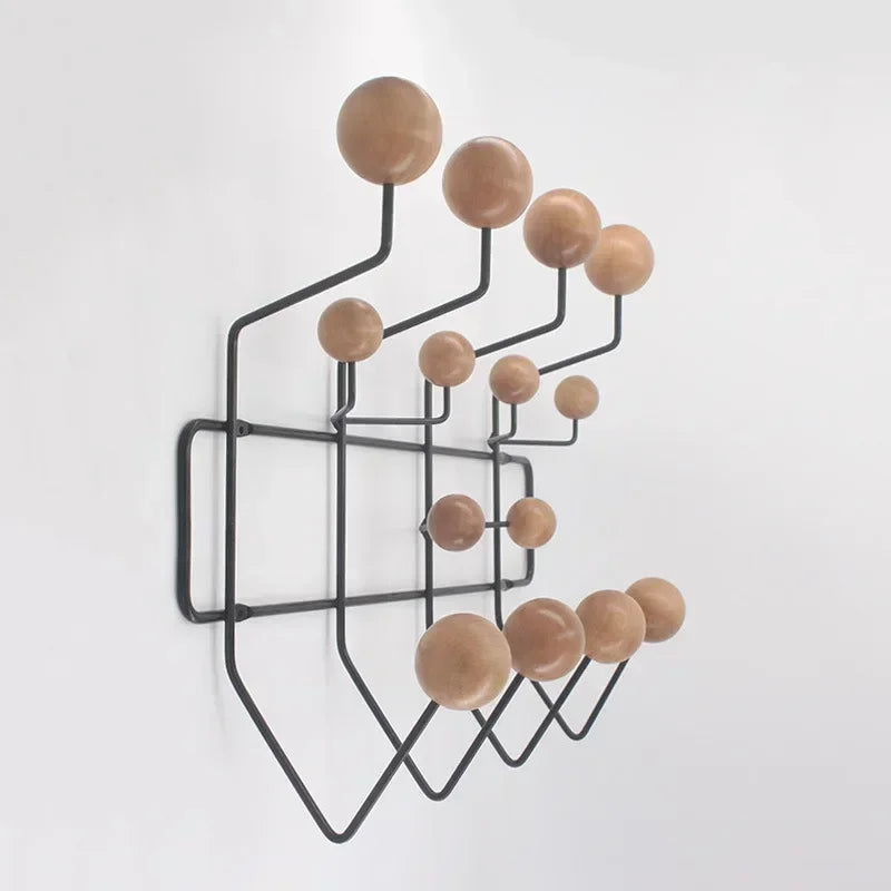 Kindergarten iron clothes rack with solid wood ball