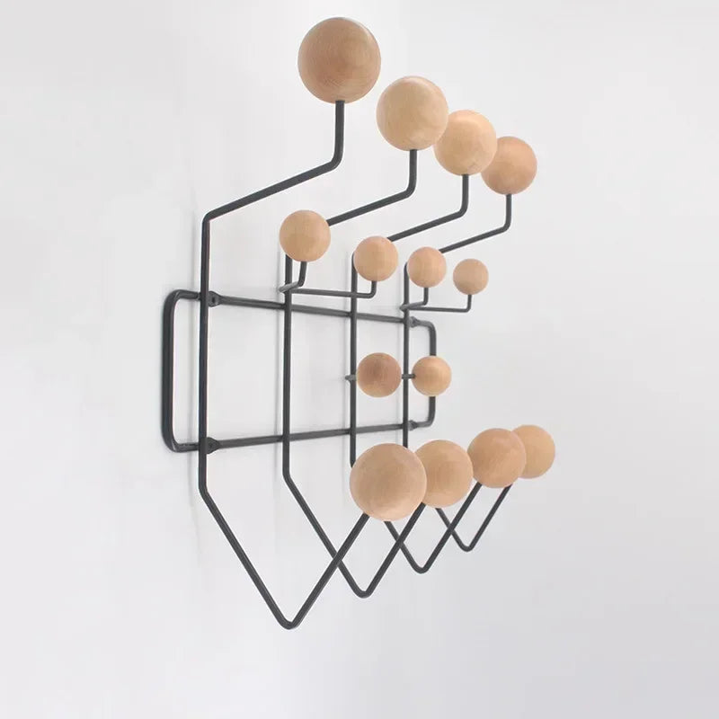Kindergarten iron clothes rack with solid wood ball