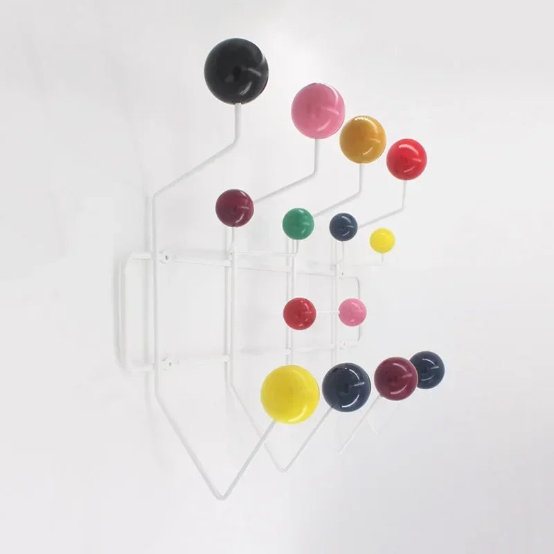 Kindergarten iron clothes rack with solid wood ball