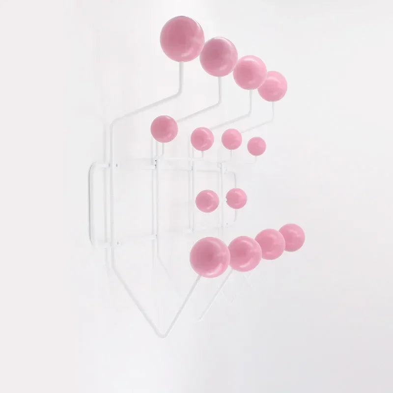 Kindergarten iron clothes rack with solid wood ball