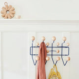 Kindergarten iron clothes rack with solid wood ball