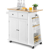 Kitchen Island Cart, Rolling Wood Trolley with Storage