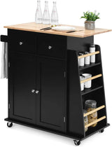 Kitchen Island Cart, Rolling Wood Trolley with Storage