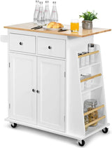 Kitchen Island Cart, Rolling Wood Trolley with Storage