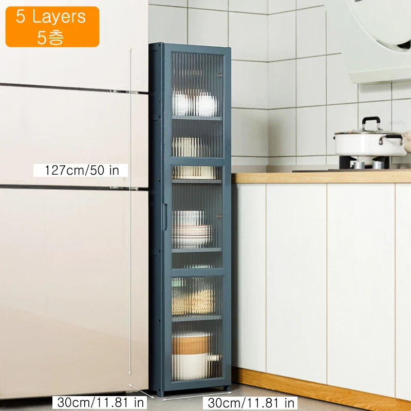 Kitchen Slim Tall Floor Cabinet, Freestanding Storage Organizer