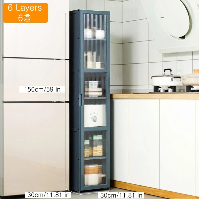 Kitchen Slim Tall Floor Cabinet, Freestanding Storage Organizer