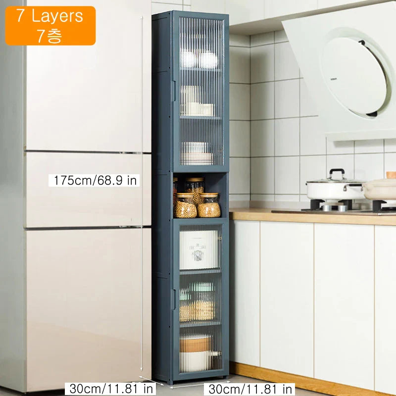 Kitchen Slim Tall Floor Cabinet, Freestanding Storage Organizer