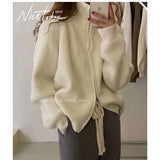 Knitted cardigan sweater female spring and autumn lapel