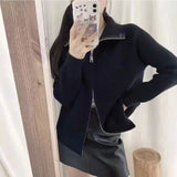 Knitted cardigan sweater female spring and autumn lapel