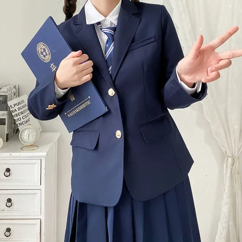 Korean School Uniform Navy Blue Blazer Japanese High