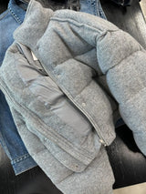 Korean Style High-end Short Gray Cotton Parkas Loose